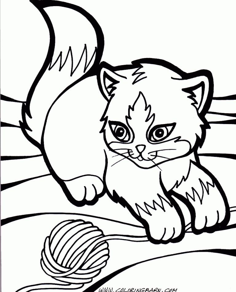 Realistic Cute Kitten Coloring Pages