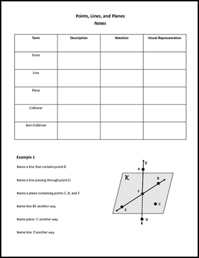Geometry Points Lines And Planes Worksheet Answers