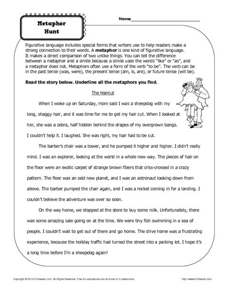 Simile And Metaphor Worksheets With Answers