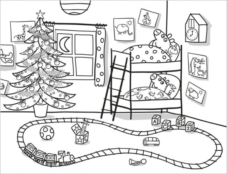 Colour Peppa Pig Christmas Coloring Pages