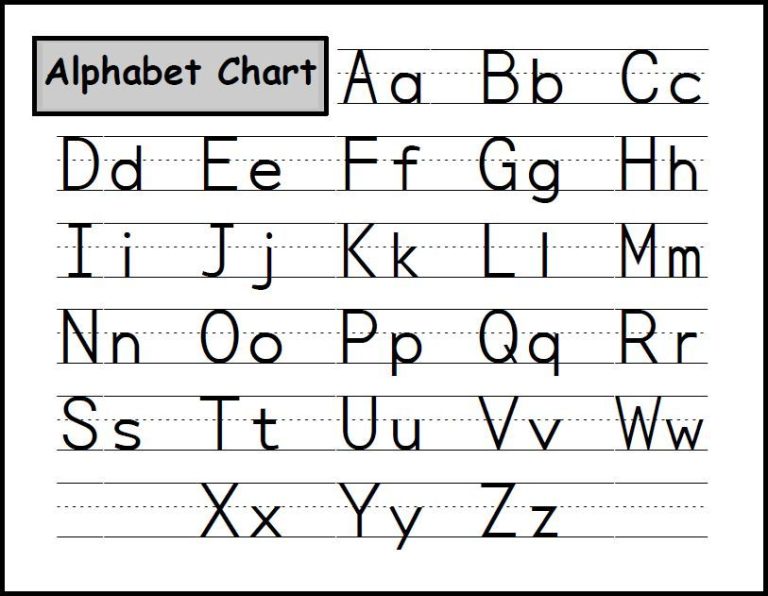 Kindergarten Printable Alphabet Chart Black And White