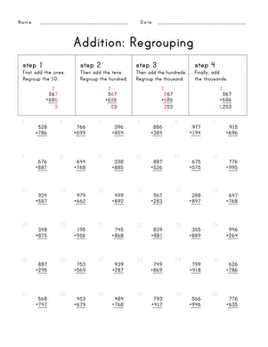 3rd Grade Math Worksheets Addition With Regrouping