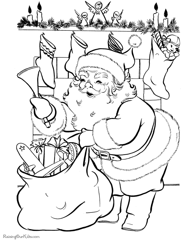 Santa Childrens Christmas Colouring Pages