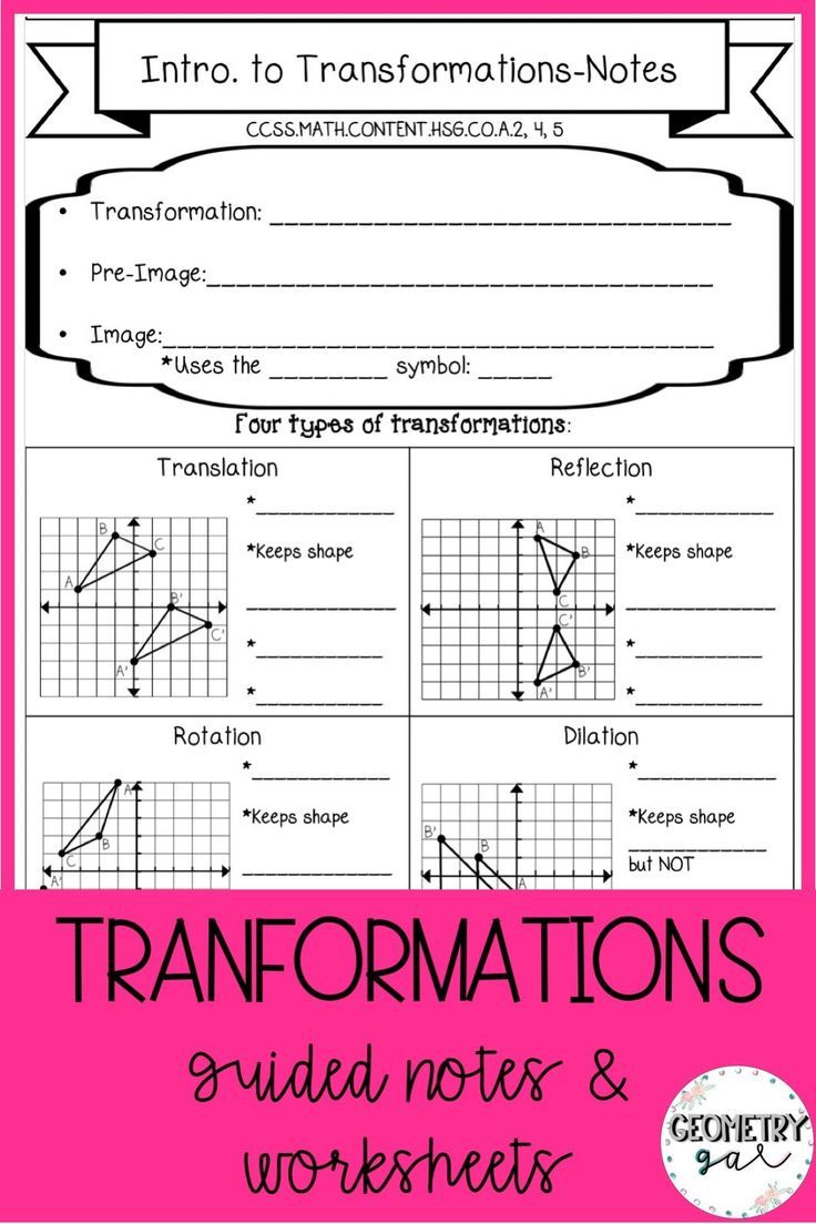 All Transformations Worksheet Answer Key