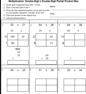 4th Grade Area Model Multiplication Worksheets Pdf