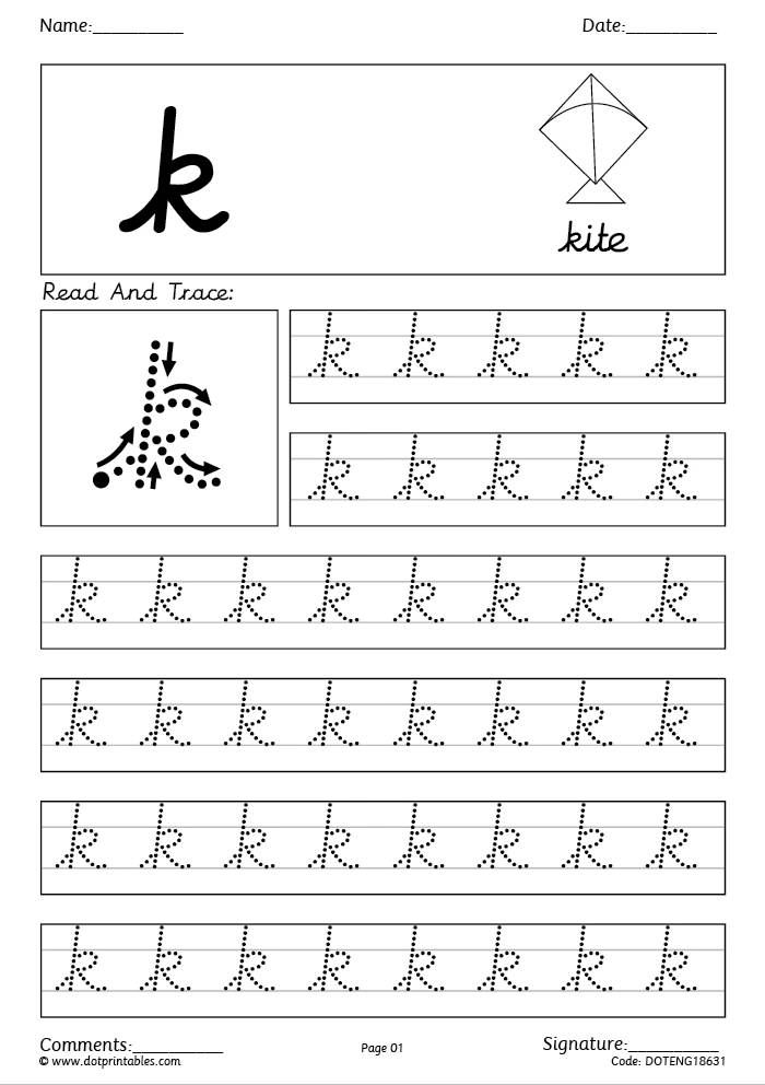 Dotted Letter Practice Sheets