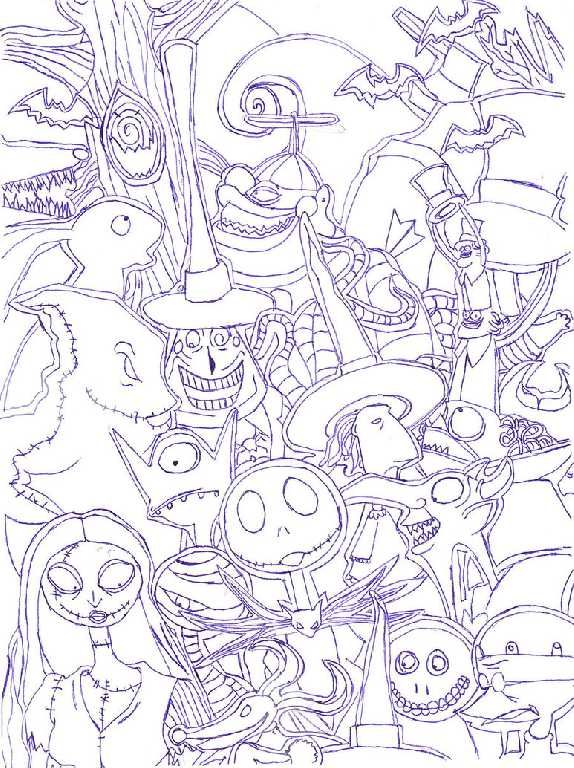 Easy Free Printable Coloring Sheet Nightmare Before Christmas Coloring Pages