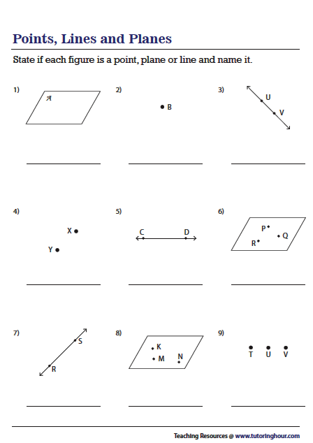Points Lines And Planes Worksheet Answer Key Geometry