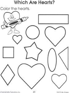 Coloring Heart Shape Worksheet For Preschool