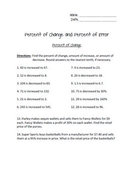 7th Grade Percentage Worksheets With Answers