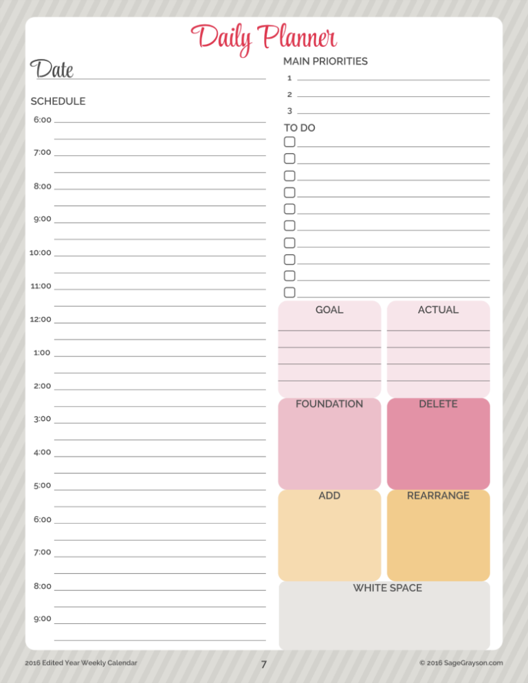 Free Printable Daily Calendar Worksheets
