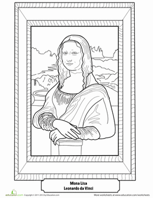 Simple Mona Lisa Coloring Page