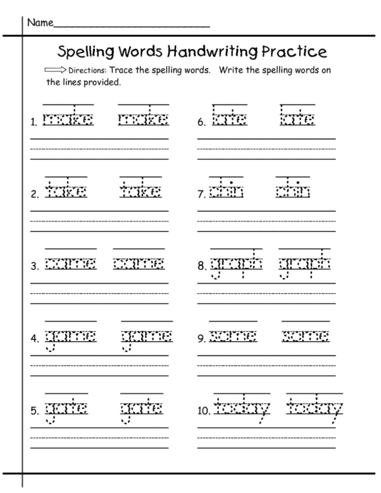 Writing Practice Sheets For 1st Graders