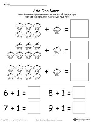 Preschool Adding 1 Worksheets