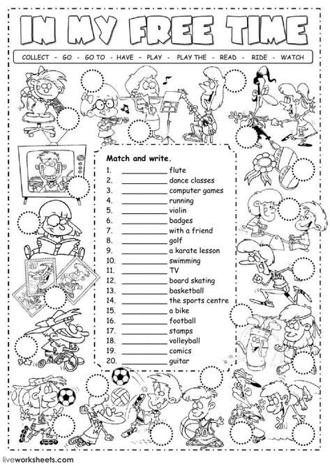 Esl Worksheets Free Time Activities Vocabulary