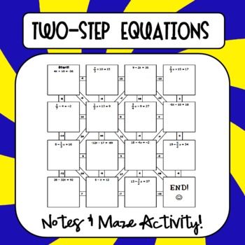 Two Step Equation Maze All Things Algebra Answer Key
