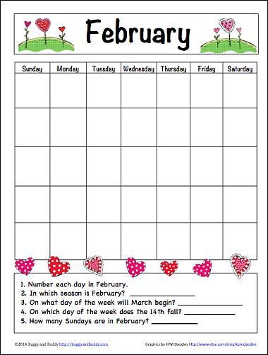 Free Printable Preschool Calendar Worksheets