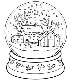 Christmas Snow Globe Coloring Pages