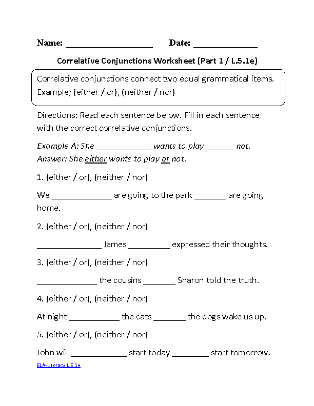 English Work Sheets For Grade 5