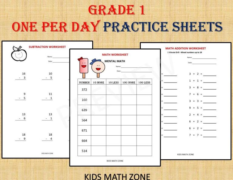 Printable Grade 1 Maths Worksheets Pdf