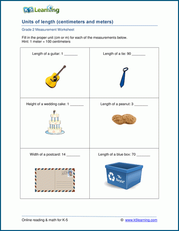 2nd Grade Measurement Worksheets Grade 2 Centimeters