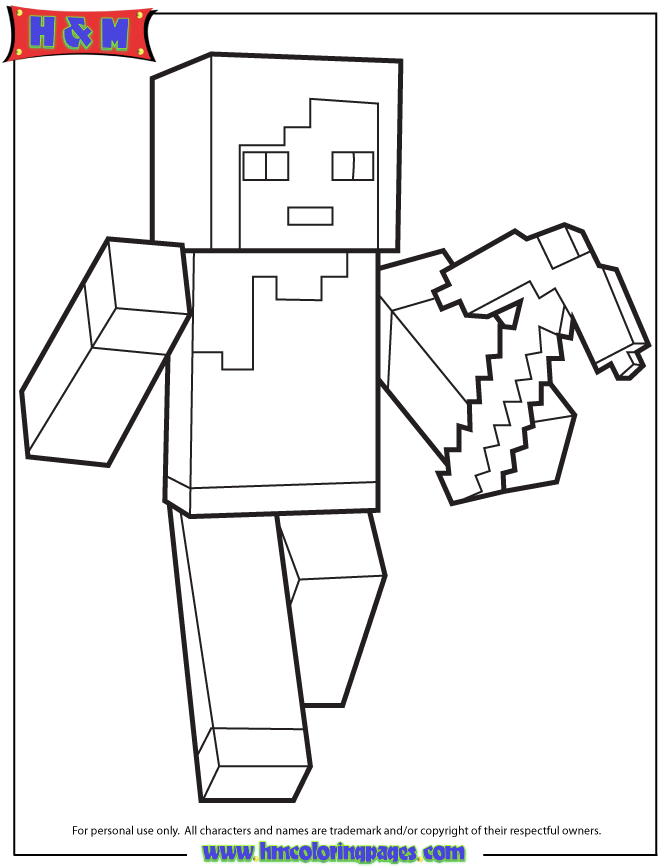 Printable Minecraft Steve Coloring Pages