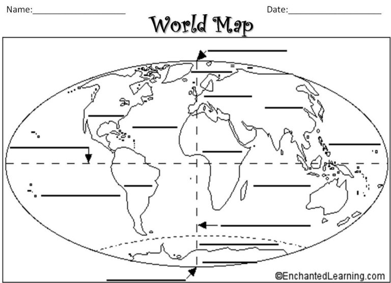 6th Grade Continents And Oceans Worksheet Quiz