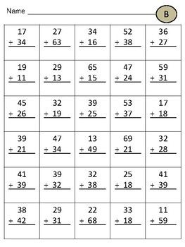 Free Printable Two Digit Addition With Regrouping