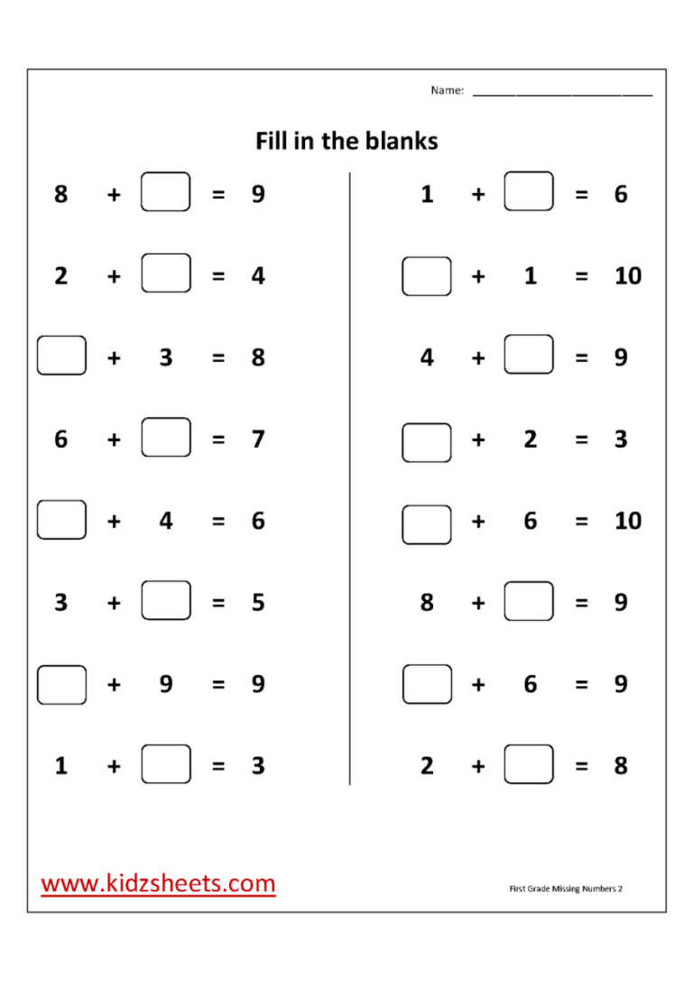 Printable First Grade Grade 1 Math Worksheets Pdf