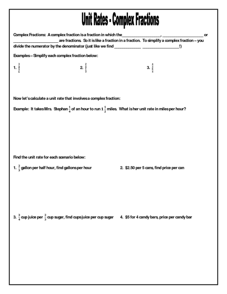 Simplifying Complex Fractions Worksheet 7th Grade