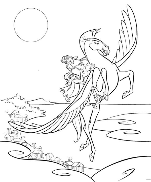 Hercules Coloring Pages Pegasus