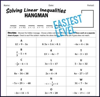 Solving One And Two Step Inequalities Worksheet Answers