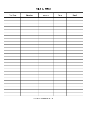 Printable Patient Sign In Sheets