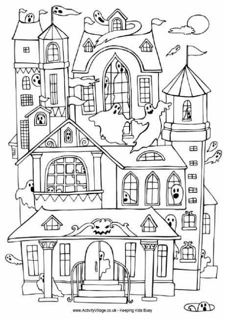 Halloween Haunted House Coloring Sheets