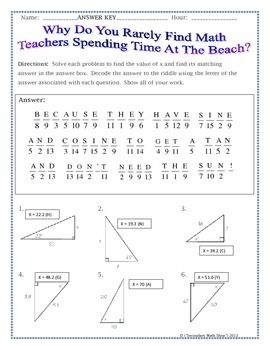Practice Worksheet Right Triangle Trigonometry Answer Key