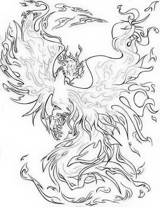 Realistic Phoenix Coloring Pages
