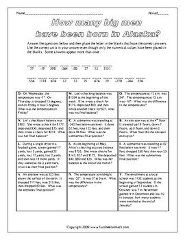 Multiplying And Dividing Integers Word Problems Worksheet With Answer Key