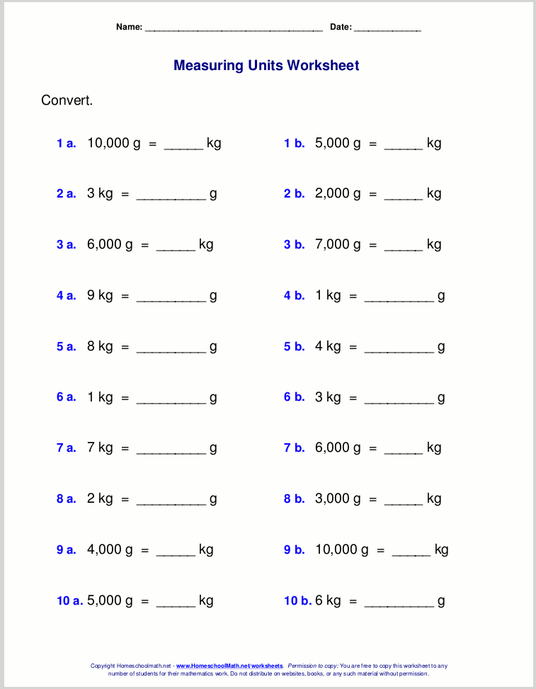 Metric System Conversion Worksheets