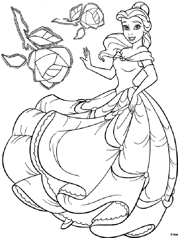 Belle Free Printable Princess Coloring Pages