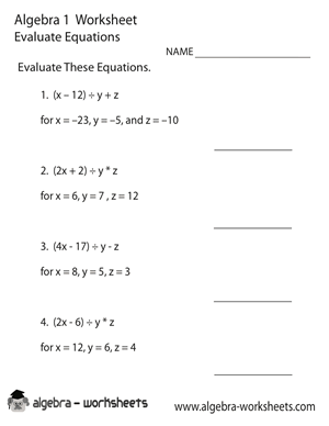 8th Grade Algebra 1 Equations Worksheets