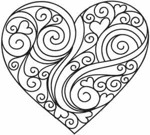 Love Heart Pattern Colouring Pages
