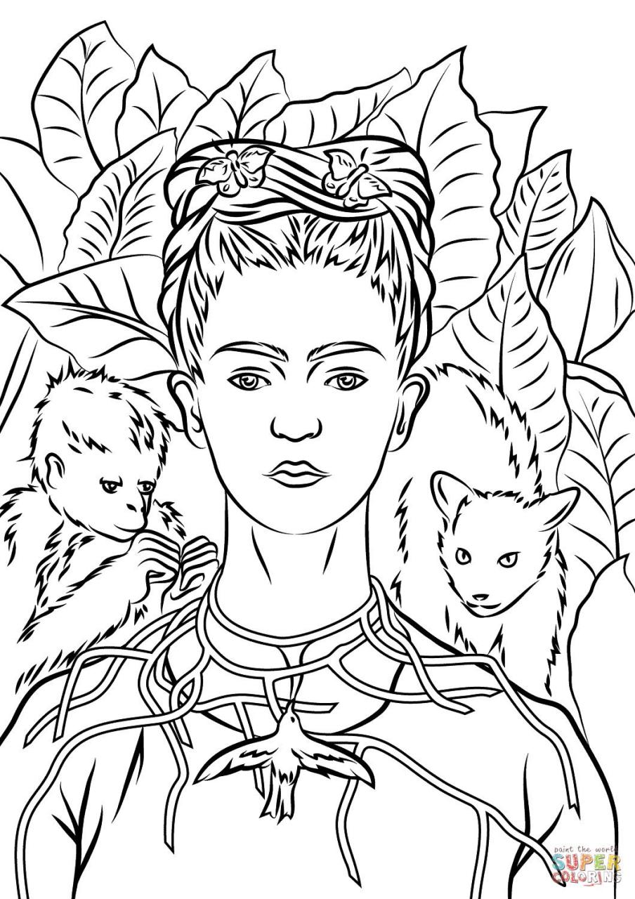 Simple Frida Kahlo Coloring Pages