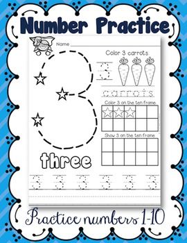 Identifying Preschool Number Recognition Worksheets 1-10