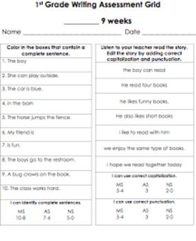Grade 1 Assessment Test Easy Year 1 English Worksheets