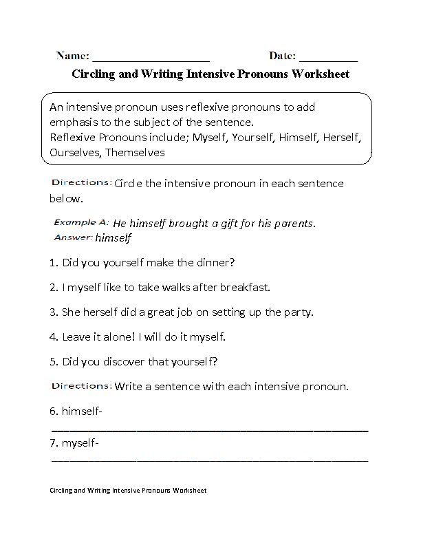 Free Printable 6th Grade Pronoun Worksheets For Grade 6