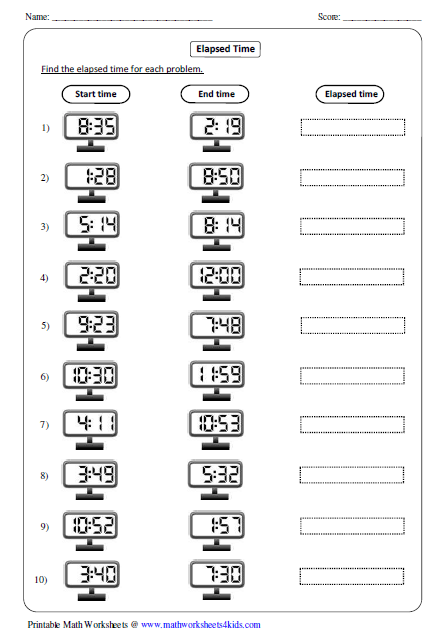 4th Grade Elapsed Time Worksheets With Answers