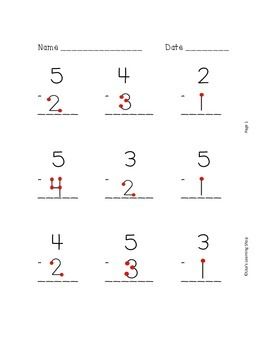 Free Touch Math Subtraction Worksheets