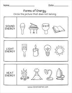 Forms Of Energy Worksheet For Kids