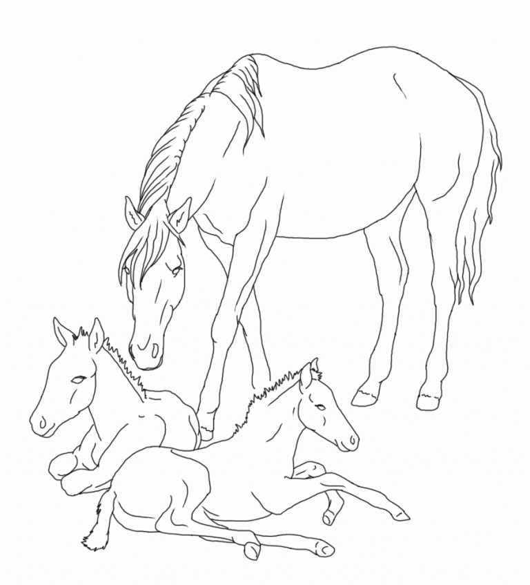 Mom And Baby Horse Coloring Pages