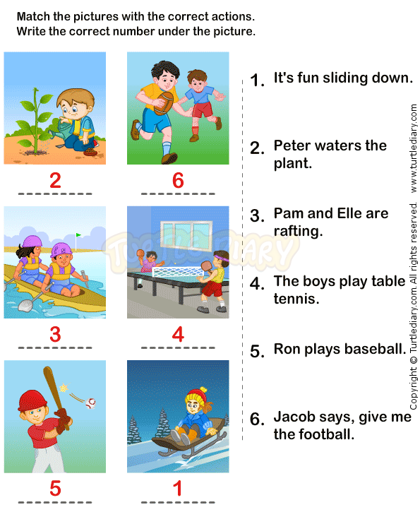 Preschool Action Words Worksheet For Kindergarten
